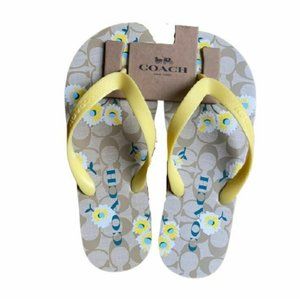 yellow coach flip flops